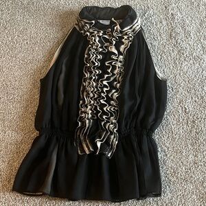 NEIMAN MARCUS ROBERT RODRIGUEZ SLEEVELESS RUFFLE CHIFFON BLOUSE TOP SIZE M